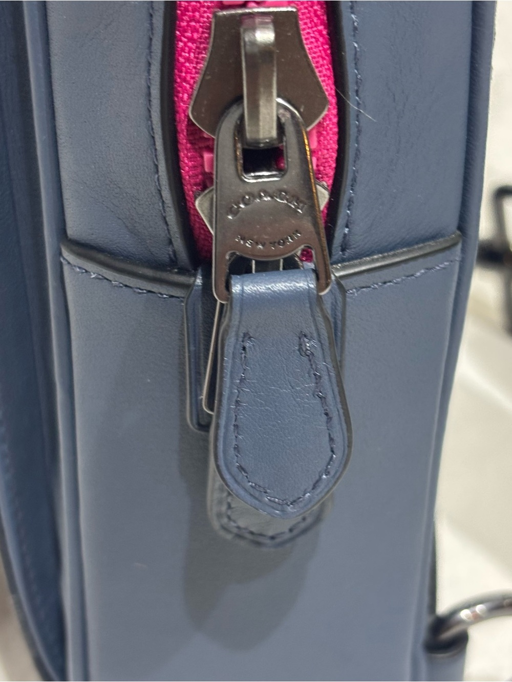 Coach Track Pack In Colorblock Signature Canvas C8126 Charcoal Denim Blue Pink - Picture 5 of 16